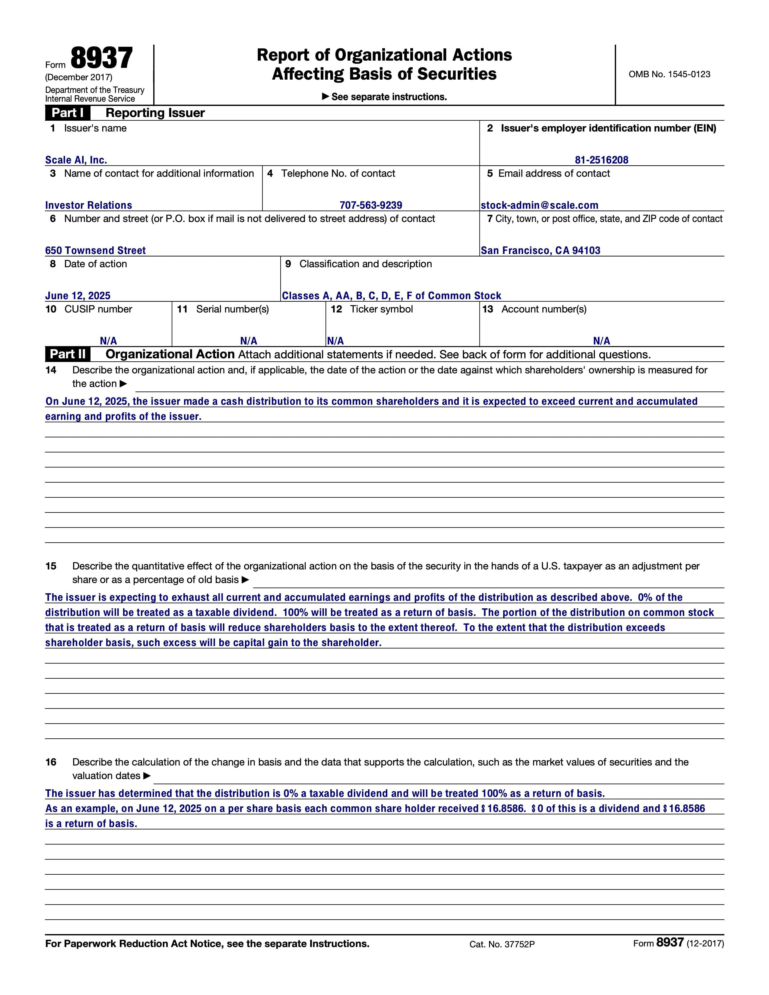 Preview of Form 8937 PDF